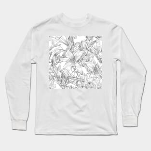 Hand drawn graphic daylily flower Long Sleeve T-Shirt